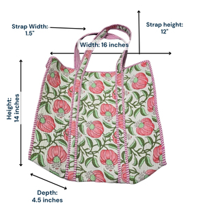 Sac fourre-tout en coton à motif floral pêche, style voyage et shopping, ouverture supérieure, sac de courses polyvalent et durable pour toutes les saisons - Product Image 4