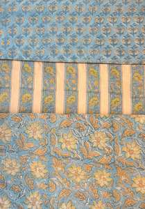 Tissu 100% Coton Indien Imprimé à la Main au Bloc, 60 fils, Poids Moyen, Écologique, 5 Yards en Continu pour Chemises et Housses - Product Image 3