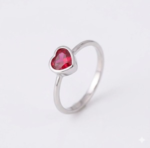 Anillo de Oro Puro de 10K/14K con Rubí Natural en Forma de Corazón, con Engaste de Bisel, Delicado y Clásico, Certificado por IGI, Regalo Romántico - Product Image 6