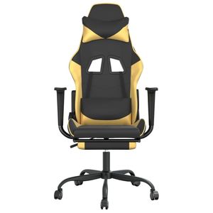 Silla de Juego de Piel Sintética Negra y Dorada con Asiento de Espuma y Madera Contrachapada Metálica, Duradera y Elegante para Gamers - Product Image 4