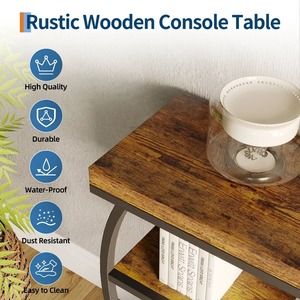 Mesa de Centro Moderna de Estilo Industrial con Superficie de Madera y Estructura Metálica, Mueble de Sala de Estar con Almacenamiento - Product Image 3