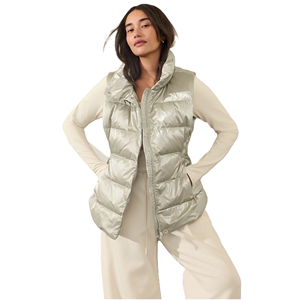 Gilet matelassé léger en polyester tricoté respirant pour femme, sans manches, décontracté, pour l'hiver et les voyages, avec logo frontal - Product Image 1