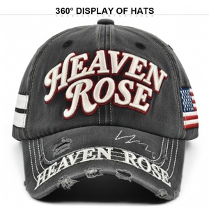 Gorra de Béisbol Vintage de Algodón Lavado con Efecto Desgastado, Bordado 3D, Ajustable, Unisex, Estilo Urbano, Venta al Por Mayor, OEM, Multicolor - Product Image 1