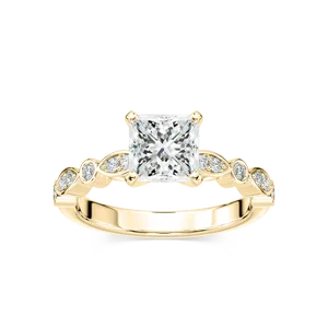 Anillo de compromiso Marilyn con diamante de 1 quilate talla princesa y piedras laterales, banda de oro rosa, diamantes brillantes, elegante y atemporal. - Product Image 5