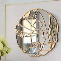 Miroir mural en verre irrégulier moderne, forme carrée, design sans cadre, finition dorée artistique, mariage