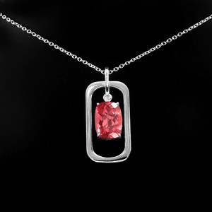 Pendentif Saphir Padparadscha de Ceylan Impeccable en Argent Sterling 925, Pierre Précieuse Coussin Faite à la Main, Cadeau de Fiançailles - Product Image 2