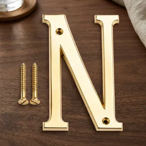 Letra N con tornillos, letra dorada del alfabeto para el hogar, oficina, hotel, placa con nombre, letrero de pared, letrero para puerta, decoración metálica resistente al óxido - Product Image 5