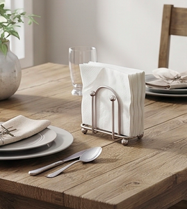 Porte-serviettes en fil d'acier inoxydable avec un élégant dessus en petite boule, parfait pour la maison et la cuisine d'hôtel, porte-mouchoirs de table - Product Image 2