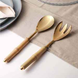 Compre un Juego de Servidores de Ensalada de Acero Inoxidable Ecológico de Alta Calidad, Diseño Moderno Hecho a Mano, Apto para Lavavajillas, Utensilios de Cocina - Product Image 4