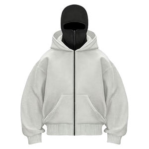 Sudadera con capucha tipo balaclava ninja unisex personalizada, 100% algodón, extragrande, gruesa, con cremallera, de forro polar, para hombre, de invierno, bordada, ecológica - Product Image 1