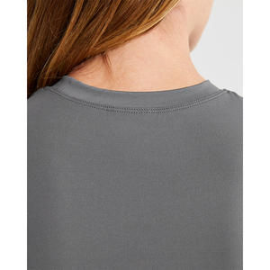 Camiseta de Punto para Mujer, Color Gris Sólido, Manga Corta, Cuello Redondo, Deportiva, Transpirable, para Todas las Temporadas - Product Image 6