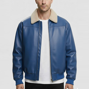 Veste bomber en cuir véritable pour homme, noire, à capuche, en cuir d'agneau véritable ciré marron, veste d'hiver pour homme avec capuche amovible - Product Image 1