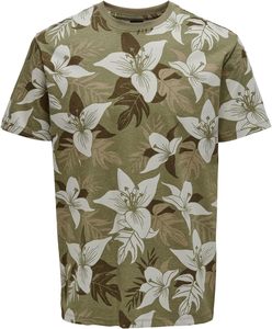 Camiseta de Verano para Hombre, Estampada, Cómoda, de Manga Corta, Estilo Tropical, Calidad de Exportación, Diseño Floral a Rayas - Product Image 1