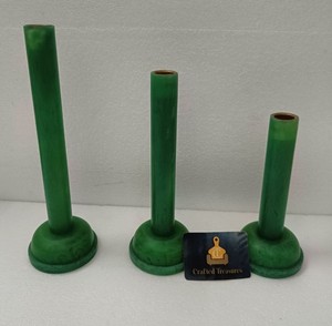 Ensemble de supports à bougies en résine époxy, fabrication directe, cylindriques, vert mat, décoration d'intérieur, vaisselle, décoration de mariage, cadeaux - Product Image 1