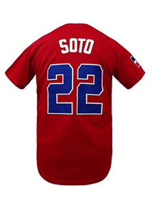 Camiseta de Béisbol de República Dominicana para Hombre, Manga Corta, Roja y Blanca, Transpirable, Corte Regular, para Todas las Temporadas, con Bordado y Estampado - Product Image 5