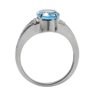 Anillo Ovalado de Plata de Ley 925 de Lujo, Chapado en Rodio, con Topacio Azul y Diseño Lateral de Esmalte Morado para Mujer - Product Image 3