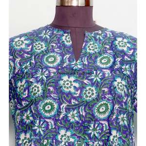 Vestido maxi con estampado floral, cuello en V, de algodón, para fiesta, estilo bohemio, talla grande, para mujer, de fabricante y exportador indio. - Product Image 2