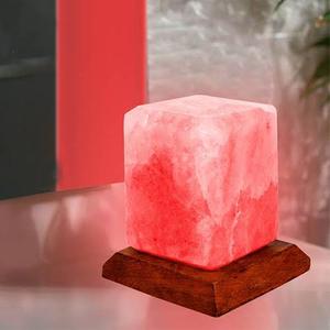 Natural Himalayan Pink Rock Salt Square Cube Lamp Decorative Minimalist Centerpiece - Product Image 3