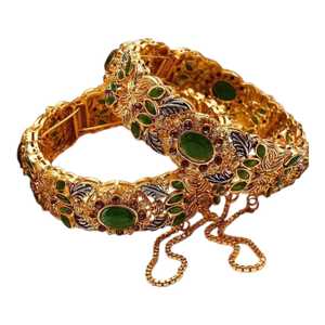 Trendy Artificial <b>Bangles</b> for Women with Fashion Jewelry <b>Sets</b> Gold Plated Stackable Bracelet Wedding Gift Collection - Product Image 1