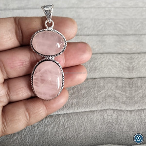 Latest 2024 New Gemstone Item Twin Pendant <b>for</b> Jewelry Real <b>Crystal</b> Rose Quartz Premium Quality Vintage Pendants Wholesale - Product Image 1
