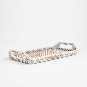 Wholesale Eco-friendly Handwoven Rattan Rectangular <b>Vanity</b> <b>Tray</b> with Handles Model Bathroom Accessories Vietnam - Product Image 4