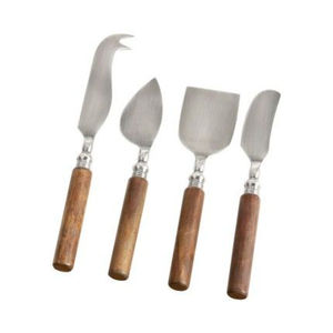 Ensemble de 4 couteaux à fromage en acier inoxydable avec manche en bois d'acacia de haute qualité, très demandés, pour la maison et les restaurants, meilleur prix - Product Image 1