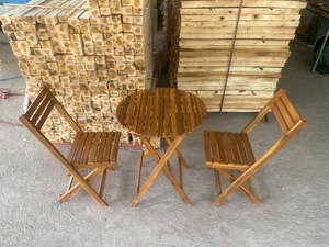 Teak Wood <b>Folding</b> Outdoor Bistro Set Garden Chair <b>Table</b> Modern Design Tapered Leg Hard Floor Use Durable Waterproof 2 Year - Product Image 4