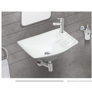High quality rectangular ceramic wall hung washbasin 415x260x120mm half column pedestal floating bathroom sink glossy - Product Image 1
