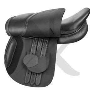 Selle d'équitation de saut d'obstacles haut de gamme en cuir véritable avec arceau en bois, selle anglaise durable, équipement équestre pour cavaliers du Pakistan - Product Image 3