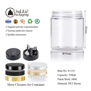 Fábrica de Envases Personalizados al por Mayor, Envase de Plástico PET con Tapa de Rosca para Crema Cosmética, Frasco Cilíndrico de Boca Ancha de 250 ml, Grado Alimenticio - Product Image 3