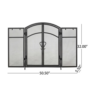 Protector de Chimenea Metálico con Diseño de Arco Catedral y Puertas Dobles, con Paneles Laterales, Malla Resistente y Protector de Chispas - Product Image 3