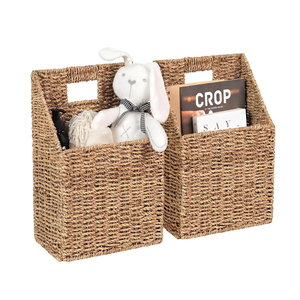 Wholesale Woven Eco-friendly Seagrass Hanging <b>Storage</b> <b>Basket</b> Decorative <b>Storage</b> <b>Baskets</b> for Organizing Files, Magazine, Books - Product Image 1
