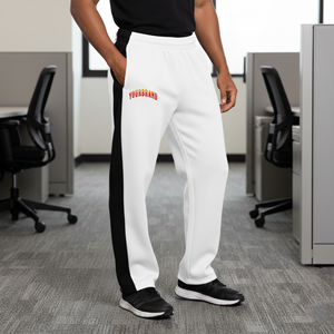 Men's <b>White</b> Sweatpants With Black Side Stripe Elastic Waist Breathable Casual <b>Joggers</b> Printed Logo Right Leg Autumn Wear - Product Image 4