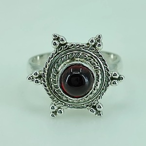 Red Garnet Round <b>925</b> Sterling <b>Silver</b> Handmade Promise <b>Ring</b> Boho January Birthstone Perfect Gift Her Birthday Anniversary - Product Image 5