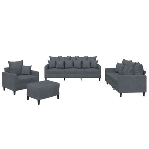 Juego de Sofás de Terciopelo Gris Oscuro 100% Poliéster para Sala de Estar con Textilene Metálico y Madera Contrachapada - Product Image 2