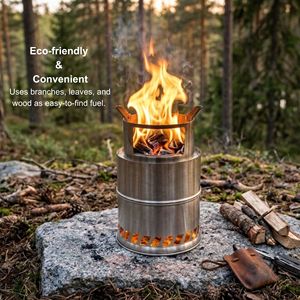 Estufa de Leña de Combustión Secundaria Ligera de Alta Eficiencia, Portátil, de Acero Inoxidable, Tipo Cohete, para Supervivencia al Aire Libre y Bushcraft - Product Image 1