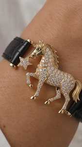 Pulsera de Oro de 14K con Diamante Cultivado en Laboratorio Unicornio, Diseño Fantasía, Corte Brillante, Certificado IGI, Joyería de Lujo Unisex, Caballo - Product Image 5