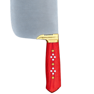 Cuchillo de carnicero PK-DR de alta resistencia, hoja ancha plateada, mango de madera rojo, empuñadura dorada, cuchillos para cortar carne, herramienta de cocina - Product Image 4