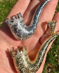 Colgante de pipa de tabaco, colgante Hip Hop, colgante de plata chapada en oro 925 con moissanita VVS para hombre, colgante Bling para rapero, colgante de moda - Product Image 1