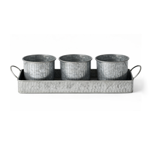 Nouvel Arrivage : Ensemble de Pots à Fleurs Rustiques en Métal Galvanisé avec Plateau pour Décoration de Jardin Intérieur/Extérieur – Taille et Forme Personnalisables - Product Image 2