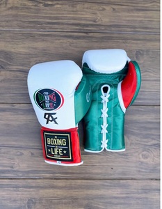 Customized No Boxing No Life Canelo White Red Green Real Cowhide Leather Boxing Gloves Mexican Style Lace-Up Lightweight - Product Image 3