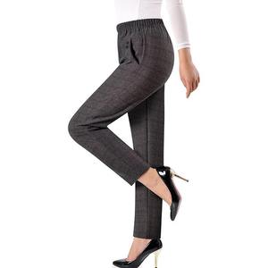 Pantalones de Mujer a Cuadros de Cintura Alta, Estilo Lápiz, Largos hasta el Tobillo, Cintura Elástica, Estilo Oficina, Mezcla de Lana y Poliéster, Antiarrugas - Product Image 2