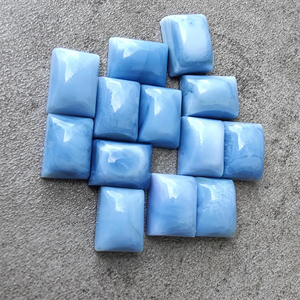 Opale bleue naturelle, cabochon rectangulaire, calibrée, dos plat, qualité AAA+, pour la fabrication de bijoux - Product Image 5