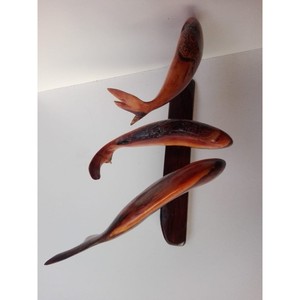 Décoration murale artisanale en bois d'acacia en forme de poisson - Décoration artisanale avec incrustation métallique de Moradabad - Product Image 3