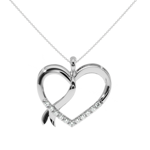 Collier Pendentif Cœur Romantique en Argent Sterling 925 Plaqué Or avec Diamant de Laboratoire, Ruban Enveloppant, Charme Amourux Luxueux et Élégant - Product Image 4
