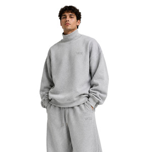 Conjuntos de sudaderas de cuello alto oversize con bordado de chenilla personalizado, sudaderas con capucha y joggers de pierna ancha de felpa de 450 g/m², ropa urbana premium al por mayor. - Product Image 5