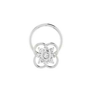 Piercing de nez en or 14 carats avec diamant de 0,06 carat, motif floral ethnique, couleur HI, brillance VS-SI, bijoux fins pour femmes - Product Image 3