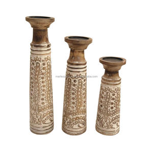 Portavelas de Madera Hecho a Mano, Elegante Decoración Rústica para el Hogar, Adorno para Mesa de Comedor, Sala de Estar y Noches Festivas - Product Image 4