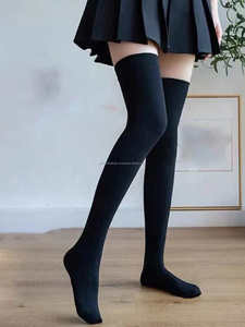 High Quality Black Cotton <b>Crew</b> <b>Socks</b> <b>Women's</b> Knee-High Soccer Compression <b>Socks</b> Comfortable Breathable Anti-Bacterial Anti-Slip - Product Image 4