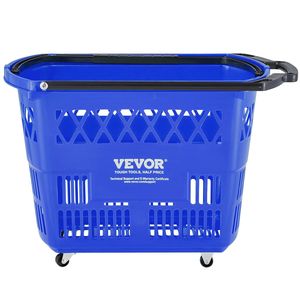 Set di 6 Grandi Cesti per la Spesa Portatili da 39L con Ruote e 8 Maniglie, Carrelli e Trolley in Plastica - Product Image 1